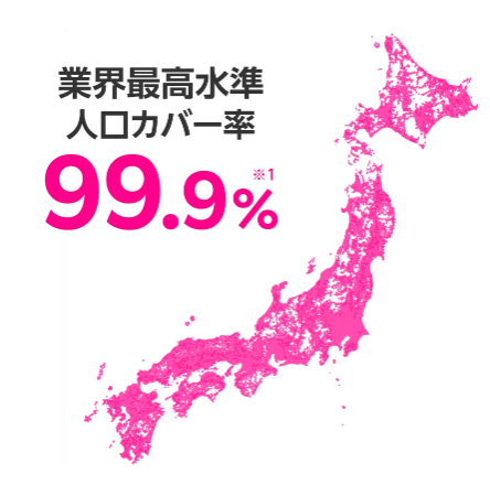 楽天モバイル　人口カバー率が業界最高水準の99.9％に