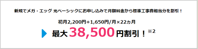 メガエッグの開通工事費が実質無料になる