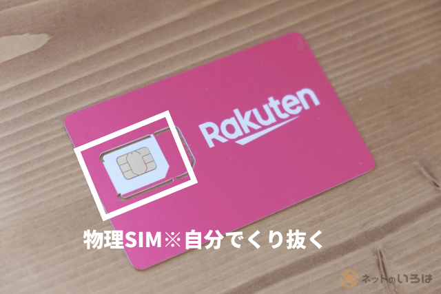 楽天モバイルルーターの物理SIMを実際にくり抜いた画像