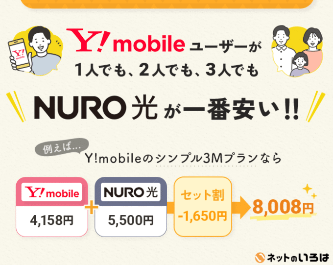 ワイモバイルとNURO光でかなりお得になる
