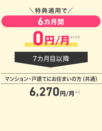 ビッグローブ光10ギガの月額料金6ヶ月間無料特典