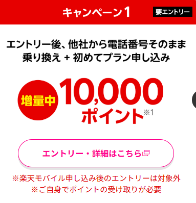 楽天モバイルのキャンペーン