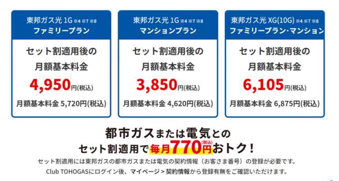 東邦ガス光の月額料金